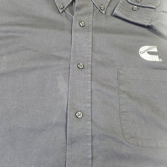 Van Heusen Mens Button Down Shirt Dark Gray Cummins‎ Logo Long Sleeve XL Trucker - Picture 6 of 7